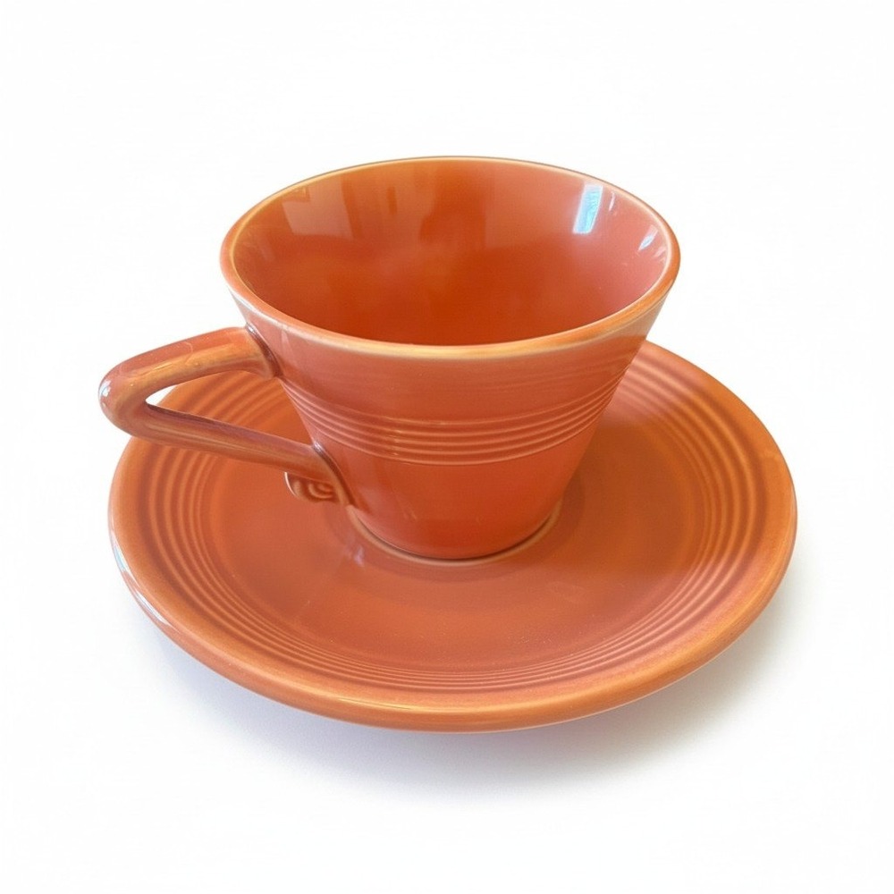 Fiesta Vintage Style Rose Gold Ceramic Cup and Saucer Set HLC USA Vintage Style